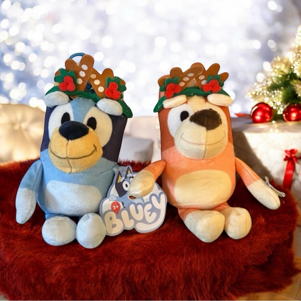 Christmas Bluey and Bingo Backpack Clip Plush Set 6 inch